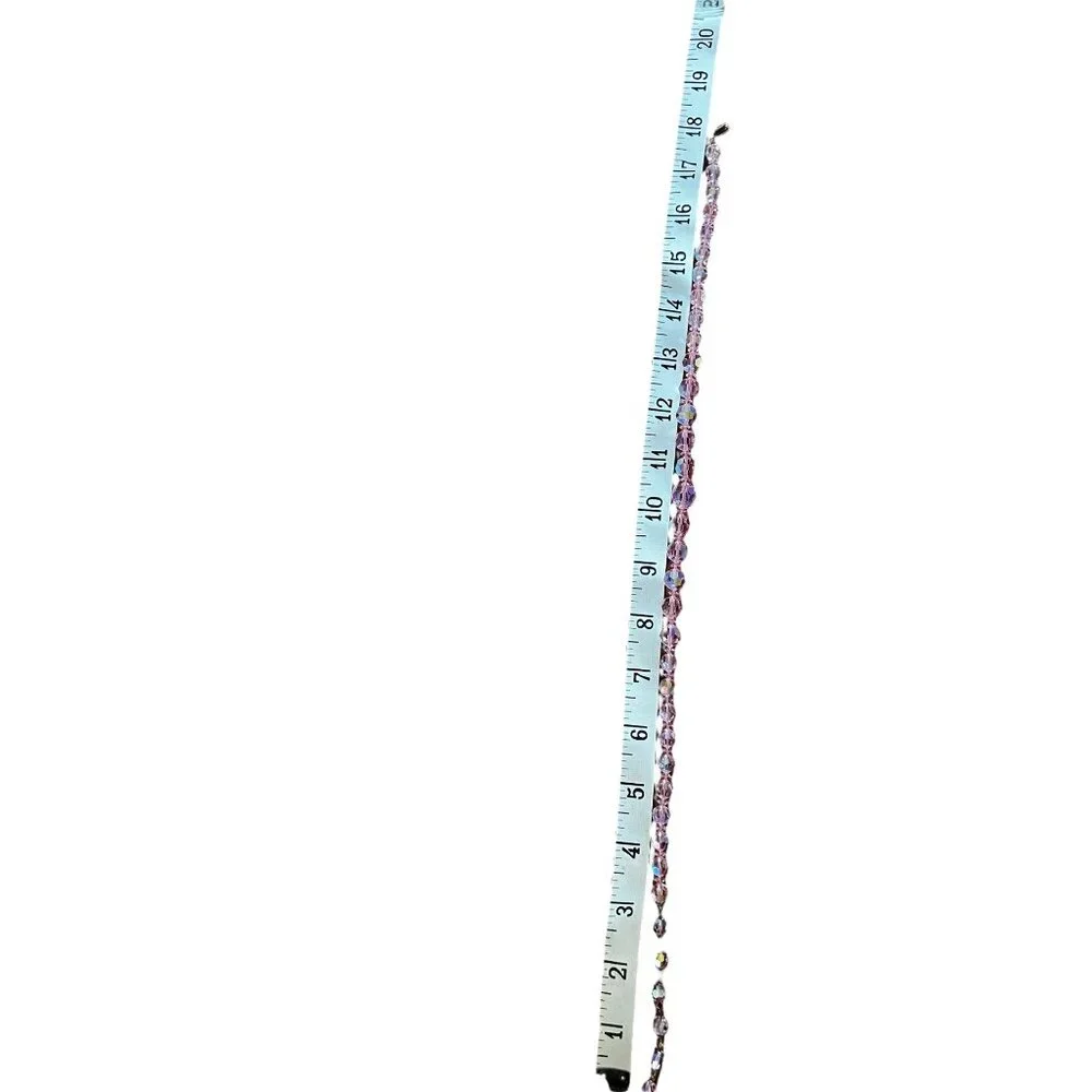 Pink Aurora Borealis Faceted Glass Bead Necklace 18" L Vintage - Picture 9 of 9